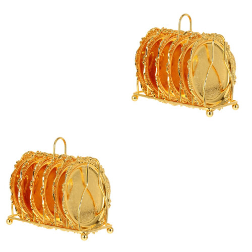 2Sets Zinc Alloy Cup Mats Retro Drink Coaster 2