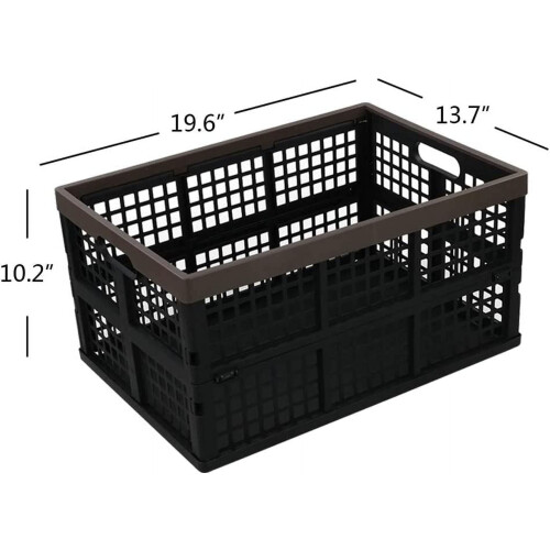 Bringer 4-Pack 40 L Plastic Collapsible Storage Crate, Stackable Folding Storage Baskets 2