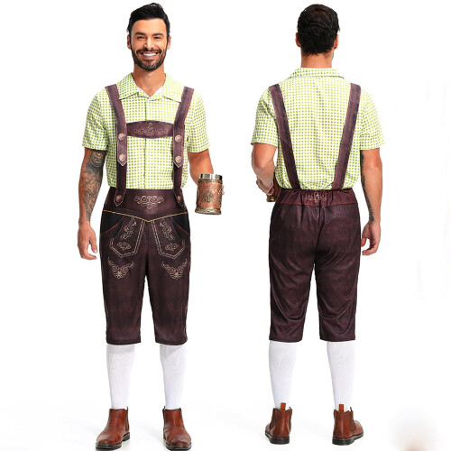 Παραδοσιακό παντελόνι Oktoberfest με τιράντες και κεντημένο παντελόνι, μονόχρωμο, 1