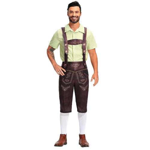 Παραδοσιακό παντελόνι Oktoberfest με τιράντες και κεντημένο παντελόνι, μονόχρωμο, 2