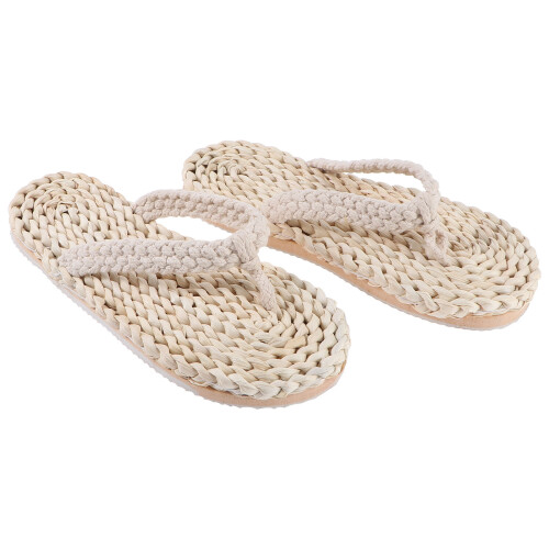 2St Modieuze Witte Japanse Slippers Dames Buiten Geweven 2