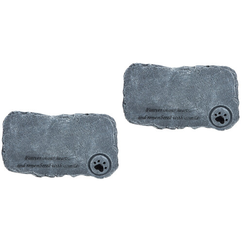 2St Herinneringsstenen Grijs Resin Graf Decoratieset 2