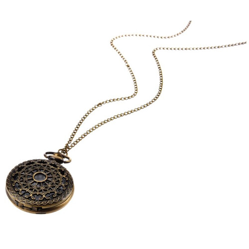 2X Retro Antique Bronze Spiderweb Pattern Pocket Watch Quartz Clock Necklace Pendant 1