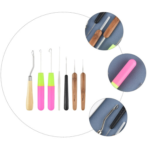 7Pcs Bent Latch Hook Crochet Kit with Comfortable Grip for Braids and Dreadlocks 2