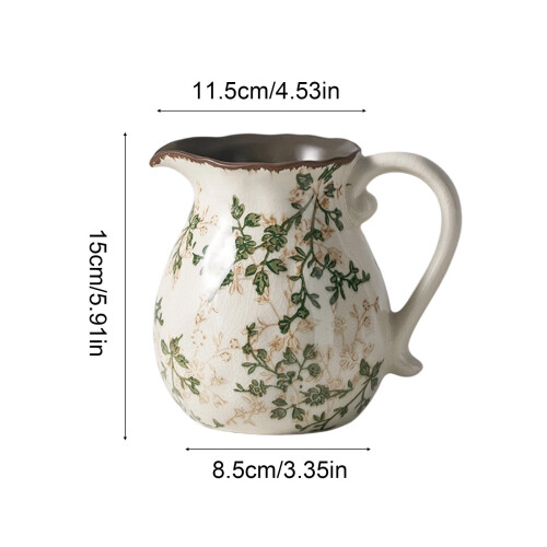 Ceramic Vintage Flower Vase, Khaki, 1 pc 2