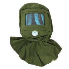 Maschera protettiva Clear Vision Vent Design, cappuccio antipolvere traspirante con elastico, dispositivo acustico, collo resistente al calore.