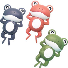 Frog and Crab Bath Mirror Toys, Educational Toddler Bathtub Set with Leak-Proof Base and Rotating Action Supporting Cognitive Growth (3PCS)