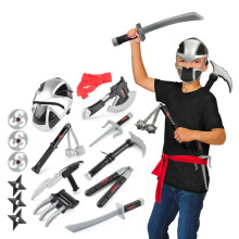 Déguisement d'Halloween pour enfants, ensemble jouet épée ninja avec visière de casque ajustable et figurine de guerrier anime, costume de