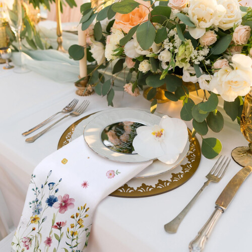 Σετ 6 πετσετών κουζίνας με φθινοπωρινά λουλούδια, Flamingo/Ηλίανθος/Μαργαρίτα, Vintage 2