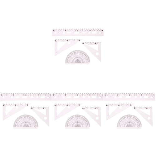 12Sets Pink School Supply Drawing Ruler and Protractor Measuring Tool
