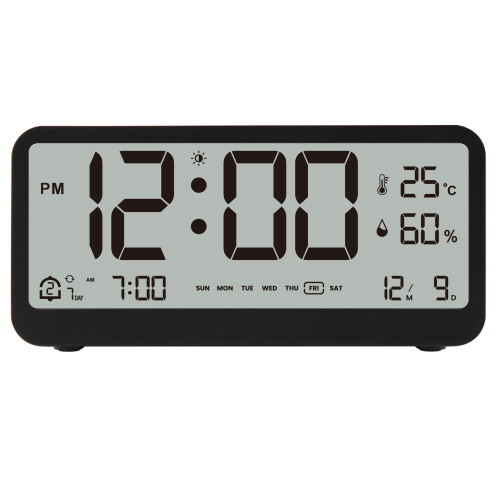 8001-EN LED Clock 13.66.33.4 cm Black/White 2
