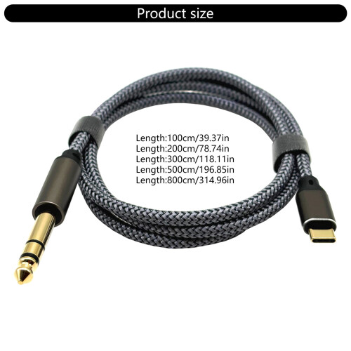 Μαύρο καλώδιο USB C αρσενικό σε 6.5mm αρσενικό καλώδιο διεπαφών πλεγμένο νάιλον 2