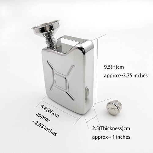 Φιάλη 5oz με κλασικό σχήμα Jerry Can με καθρέφτη και χωνί, από ανοξείδωτο ατσάλι 18/8, με 1