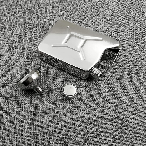 Φιάλη 5oz με κλασικό σχήμα Jerry Can με καθρέφτη και χωνί, από ανοξείδωτο ατσάλι 18/8, με 2