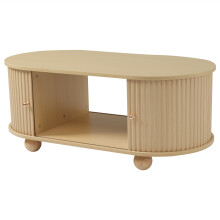 Oval Coffee Table with 2 Sliding Doors