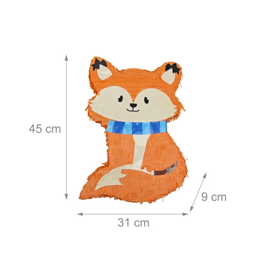 Fox Piñata Set with Bat and Mask for Parties 2