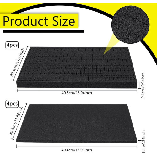 8 τεμάχια ένθετα αφρού 2 μεγεθών για pick-and-pluck (16x12"), πάχους 0,4"/1", αφρός PU για θήκες, 1