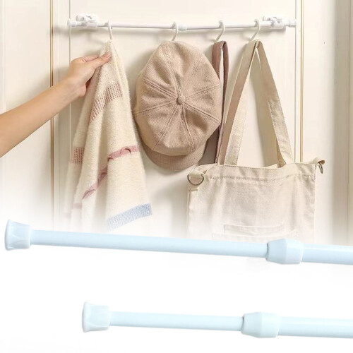 Varão de cortina ajustável com mola, branco, de 60 a 110 cm (24 a 43 polegadas), ideal para armários, guarda-roupas e janelas. Sem necessidade de 1