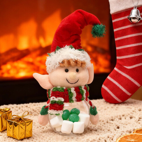 Barattolo per biscotti trasparente a forma di Babbo Natale, rosso 2