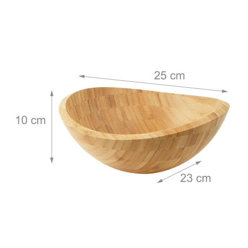 Ensaladera ovalada de bambú - Natural, fácil de limpiar 2