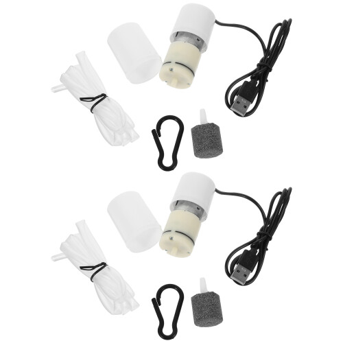 6Sets Compacte Aquarium Air Pump Zwart USB Tank Aerator 1