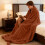 Fuzzy Ribbed Throw Blanket Coffee 78.7x70 in 4