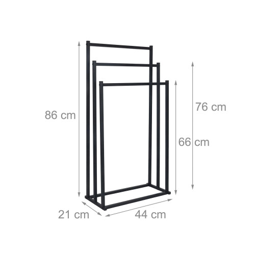 Towel Rack with 3 Metal Rods - Freestanding Design 2
