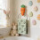 Easter towel brown pattern with bunny carrot flower design 4