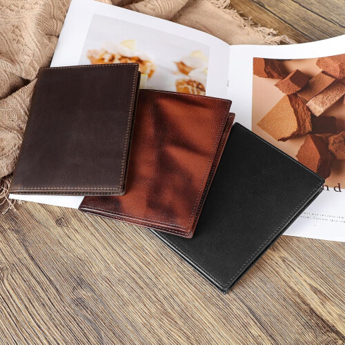 Full Grain Leather Passport Holder Bifold 2 pcs Dark Brown 2