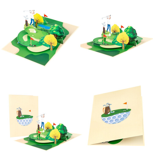 Κάρτες γενεθλίων3D Popup κάρτα γκολφ3D ευχετήρια κάρτα γενεθλίων γκολφ για επέτειο, 1