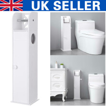 Toilet Paper Roll Holder PVC Free Standing Bathroom Storage Cabinet Shelf
