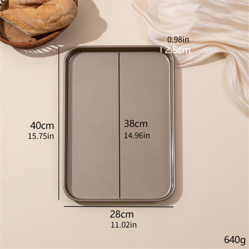 Large Rectangular Nonstick Cookie Sheet Tray For Baking Cakes Oven Safe Carbon Steel Construction Even Heat Distribution 2