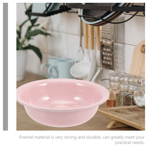 Pink Enamel Kitchen Vegetable Wash Basin Home Storage Use 2