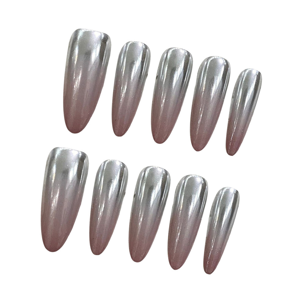 Roc-Electron (M) Odorless Pink Silver Gradient Press-On Nails