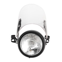 Universell motorsykkelfrontrute for 5-7 tommers frontlykter, motorsykkelfrontrute med gjennomsiktig brakett og grilldeksel, inspirert av ergonomisk