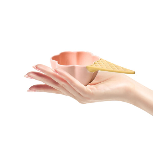 3Pcs Pink Ceramic Small Bowls Handled Kitchen Salad Dessert Containers 1