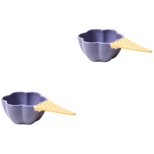 2Pcs Purple Ceramic Candy Bowls Kitchen Salad Fruit Dessert Bowls 1