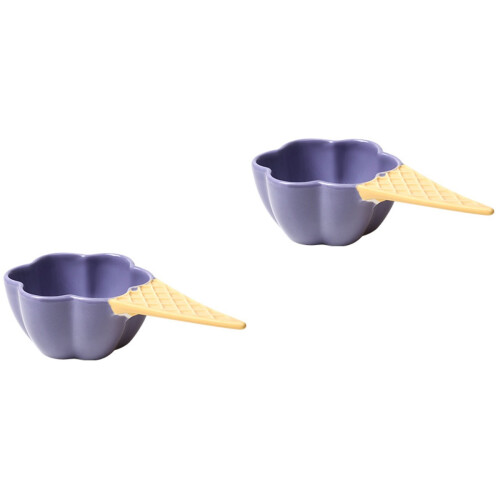 2Pcs Purple Ceramic Candy Bowls Kitchen Salad Fruit Dessert Bowls 2
