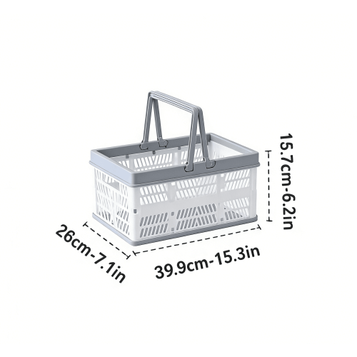 Foldable Storage Basket – Collapsible PP Organizer Bin for Kitchen, Groceries & Camping | Stackable, Ergonomic Handle | Indoor/Outdoor Use 1