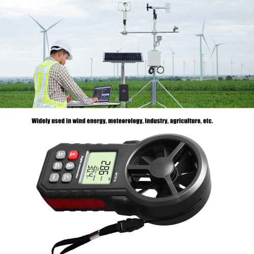 Digitaler Anemometer Windgeschwindigkeit & Temperaturmesser, LCD-Display, ABS-Material 2