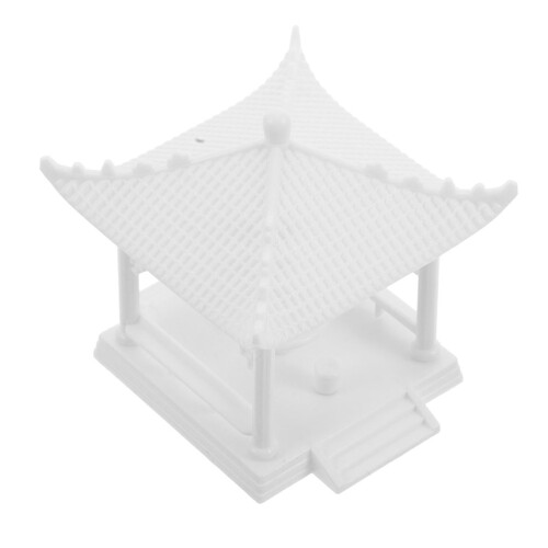 3Pcs White Miniature Pavilion Model Plastic Garden Ornament 2