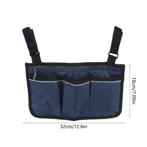 Wheelchair Armrest Storage Bag Large Capacity Zippered 2