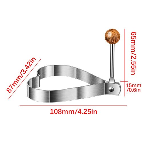 Stainless Steel Egg Shaper Ring Set with Wooden Handle 1