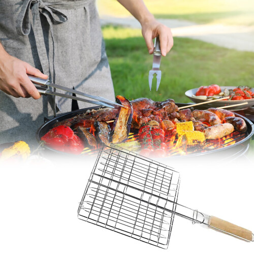 Καλάθι ψησίματος BBQ από ανοξείδωτο ατσάλι με μακριά λαβή – Φορητό καλάθι 1
