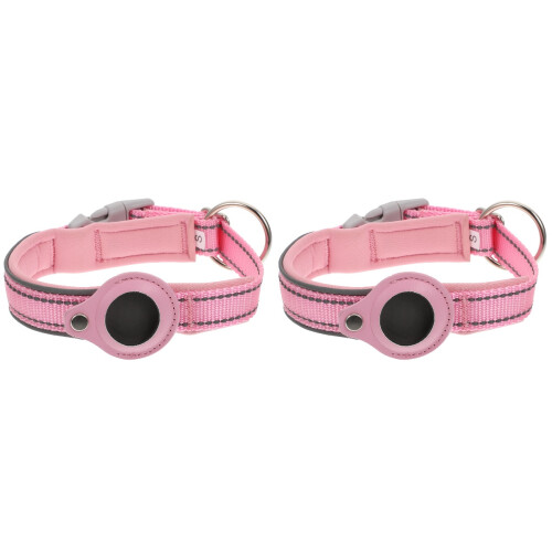 2Pcs Reflective Locator Protector Belt Pink for Pet Collar Use 1