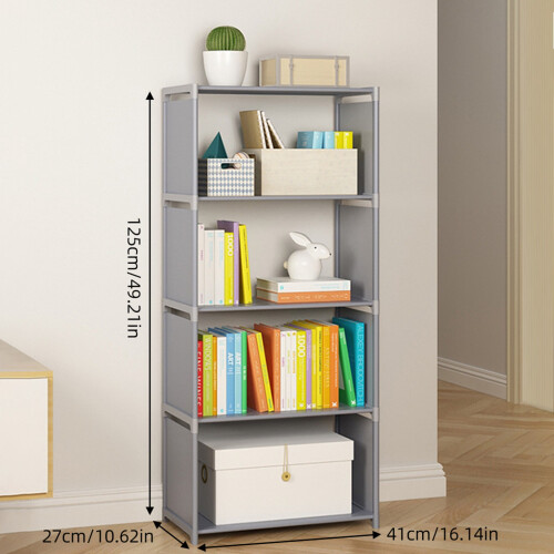 Study Room Tall 5-Tier Book Shelf 4 Cube Storage Vertical Bookcase Stand 1