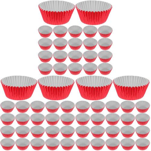 300Pcs Food-Grade Red Cupcake Liners Baking Cups with Striped Design