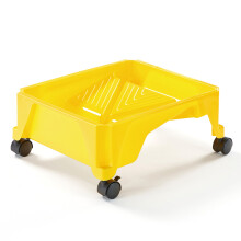 Verfbak met grote capaciteit, ontworpen voor 9-inch verfrollers, schenktuit, diepe holte met brede rand voor maximale verfinhoud, efficiënt.