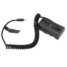 Power Adapter for NP-F Battery Devices, Dummy Battery with Coiled Cable and USB C Input, DC Adapter Coupler Compatible with Sony F Series, Works for