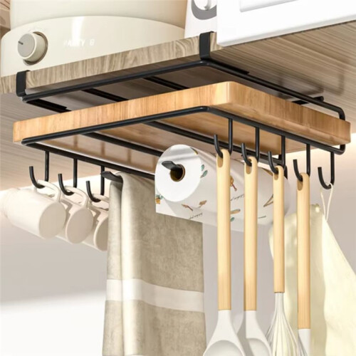 Kitchen Non-Punch Storage Rack Multi-Function Cutting Board Storage Rack Cabinet Hanging Under-Cabinet Rack B 2